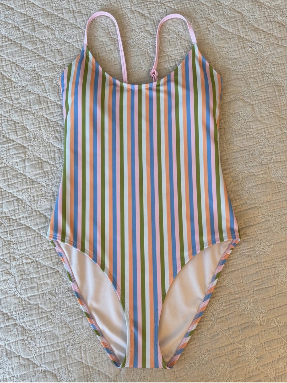 Joe Fresh Pastel Pink, Blue & Green Striped One-Piece Swimsuit